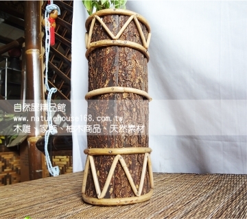 【自然屋精品】天然手工樹皮花盆，自然風樹皮花盆， 峇里島風樹皮花盆~圓柱形