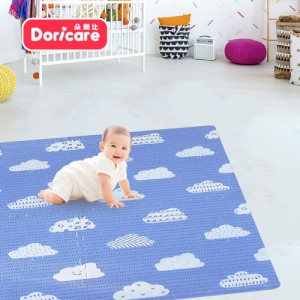 【Doricare朵樂比】超Q彈防護遊戲巧拼地墊60x60cm晴空雲朵-附邊條4入