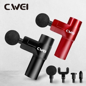 ★附贈手提收納盒★【酷樂館】【C.WEI】 4段式輕量迷你筋膜槍按摩槍(4種按摩頭) CWEI