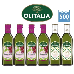 【Olitalia奧利塔】葡萄籽油500mlx4瓶＋特級橄欖油500mlx2瓶