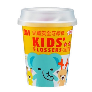 3M 超細滑兒童安全牙線棒-杯裝 (55支入) 杯子可當存錢筒喔！