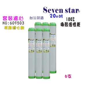 20英吋椰殼活性炭濾心6支1箱RO純水機餐飲濾水器.淨水器.水族箱.過濾器.飲水機貨號:9053【七星淨水】