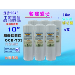 10英吋淨水器.濾心RO純水機椰殼活性炭6支餐飲濾水器.水族箱.過濾器.飲水機貨號:9046【七星淨水】