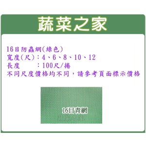 16目防蟲網(綠色)4尺*100尺