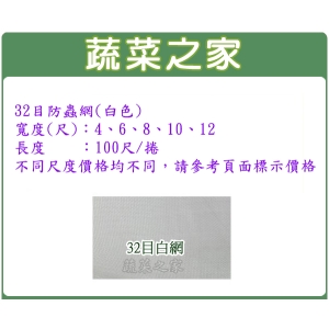 32目防蟲網(白色)8尺*100尺