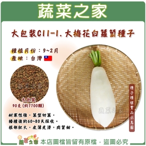 【蔬菜之家00C11-1】大包裝.大梅花白蘿蔔種子90克