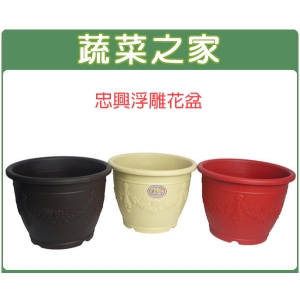 【蔬菜之家005-D105】忠興1尺2浮雕花盆米白色、磚紅色、棕色共3色