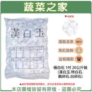 極白石 1吋 20公斤±5%裝 (漢白玉.特白石.鵝卵石.白卵石)