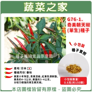 G76-1.奇美朝天椒(單生)種子0.6克(約150顆)
