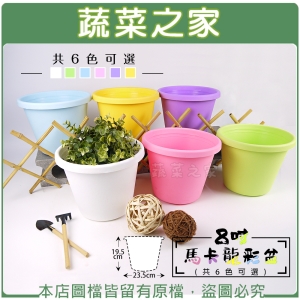 【蔬菜之家005-D78】8吋馬卡龍彩盆(共6色可選)