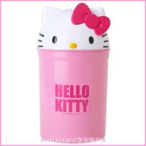 asdfkitty可愛家☆KITTY粉紅色大頭掀蓋式垃圾桶-7L-韓國正版商品