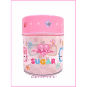 asdfkitty可愛家☆二手商品出清(9.9成新)-KITTY千鳥格收納罐/置物罐/收納筒-1997年出品-日本製