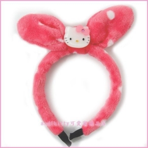 asdfkitty可愛家☆KITTY紅色點點絨毛兒童髮圈/髮箍-韓國正版商品
