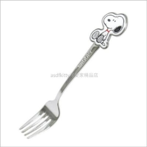 asdfkitty可愛家☆日本金正陶器史努比彩繪柄不鏽鋼叉子/水果叉/蛋糕叉-日本製