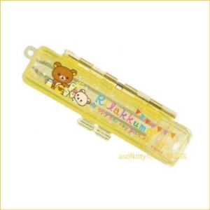 asdfkitty可愛家☆日本進口san-x拉拉熊印章盒-黃色快樂假期-有印泥歐-日本正版商品