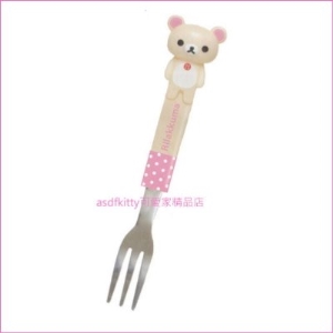 asdfkitty可愛家☆san-x懶熊懶妹/拉拉熊妹/牛奶熊立體造型握把不鏽鋼叉子-水果叉/蛋糕叉-日本正版商品