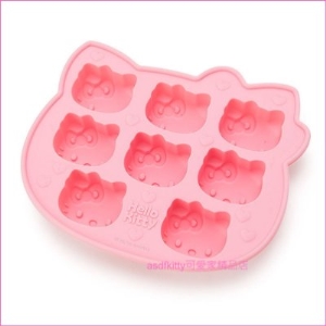 asdfkitty可愛家☆KITTY大臉8連矽膠模型 製冰盒-做巧克力-手工皂-冰塊-果凍.蛋糕-日本正版商品