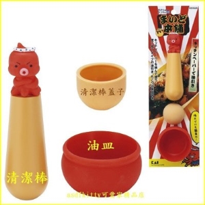 asdfkitty可愛家☆貝印章魚燒造型圓頭清潔棒組含油皿-也可當油刷-DS-1020-日本正版商品
