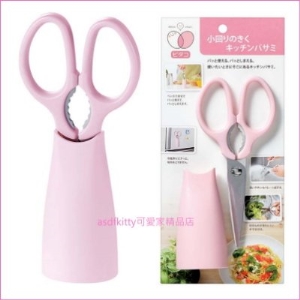 asdfkitty可愛家☆下村工業 粉紅色廚房剪刀/料理剪刀含刀套-可站立.可吸在冰箱門.好收納-日本正版商品