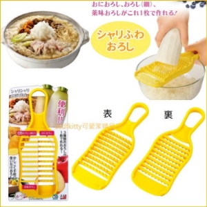 asdfkitty可愛家☆日本製 下村工業 黃色粗細3用磨泥器/研磨器-磨蘿蔔.蘋果.山藥.南瓜.蒜頭.薑.副食品