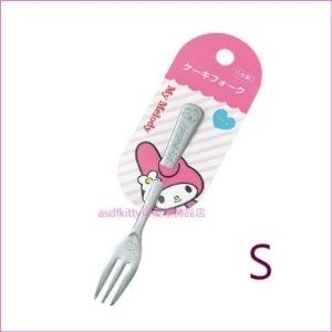 asdfkitty可愛家☆美樂蒂大臉不鏽鋼叉子-S/水果叉/點心叉/蛋糕叉-日本製