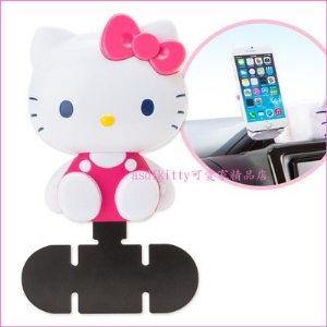 asdfkitty可愛家☆KITTY桃背心車用手機架/止滑手機座-日本正版商品