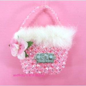 asdfkitty可愛家☆展示品出清-kitty迷你串珠小手提包/裝飾品(不含糖果)