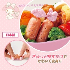 asdfkitty可愛家☆美樂蒂熱狗切模含食物叉/水果插-樂趣多可增加食慾歐-日本製