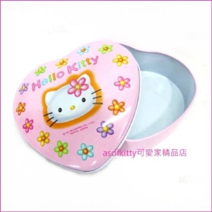 asdfkitty可愛家☆kitty早期小花版愛心收納盒/禮物盒-1998年出品絕版商品-日本製