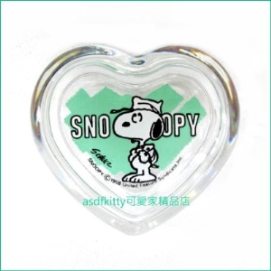 asdfkitty可愛家☆史努比綠色愛心玻璃置物盒/禮物盒-佐佐木哨子-有原廠外盒-日本製