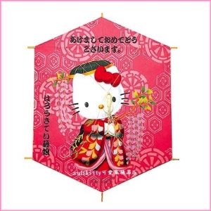 asdfkitty可愛家☆Kitty六角紙風箏-1997年絕版商品-可當壁飾.擺飾-日本製