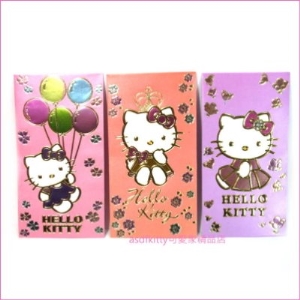 asdfkitty可愛家☆KITTY粉橘紫紅包袋3入-三麗鷗授權正版商品