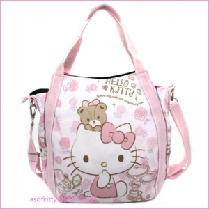 asdfkitty可愛家☆KITTY x MANUFATTO 泰迪熊大容量2用帆布托特包/手提包/斜背包-4554-日本