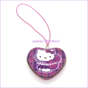 asdfkitty可愛家☆展示品出清-KITTY紫色愛心小鐵盒-蓋子邊緣有氧化-日本正版商品