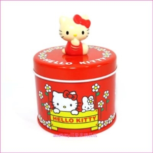 asdfkitty可愛家☆KITTY花園系列鐵皮空罐-不含內容食品-收納罐/茶葉罐/擺飾/禮物罐-日本正版商品