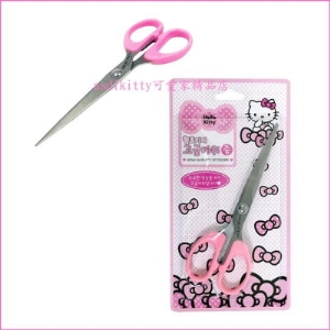 asdfkitty可愛家☆KITTY粉柄剪刀-長刃面,剪大面積更方便-韓國製