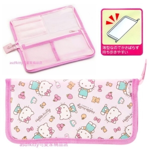 asdfkitty可愛家☆KITTY粉蘋果餐具袋/嬰幼兒餐具收納包/放食物剪刀-日本正版商品