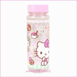 asdfkitty可愛家☆KITTY透明甜點直飲水壺500ML/水杯/隨手瓶-不含雙酚A-韓國製