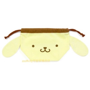 asdfkitty可愛家☆布丁狗立體束口袋/收納袋/便當袋-立體版型,空間更大-日本製