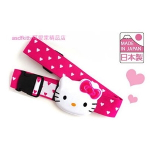 asdfkitty可愛家☆KITTY大臉粉紅色愛心行李箱綁帶/束帶/行李帶-日本製