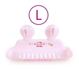 asdfkitty可愛家☆KITTY吸盤式肥皂架/L號-香皂盤-亮草莓版-可放菜瓜布-韓國製