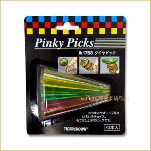 asdfkitty可愛家☆日本tigercrown三角 長食物叉.三明治叉-宴會點心叉-水果叉-日本製