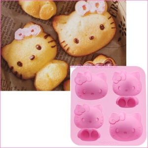 asdfkitty可愛家☆KITTY 4合1矽膠模型-做巧克力.手工皂.冰塊.蛋糕.布丁-日本正版商品