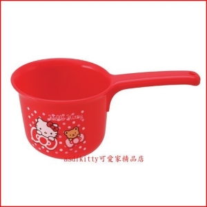 asdfkitty可愛家☆KITTY泰迪熊紅小水瓢/小水勺-小容量.不過重.好拿好握-訓練幼童洗澡-日本正版商品
