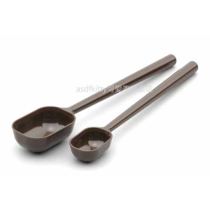 asdfkitty可愛家☆日本INOMATA咖啡色長柄長方型 2入量匙-5ML 15ML-日本製