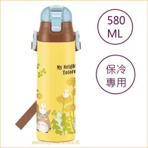 asdfkitty可愛家☆TOTORO龍貓菊花版 不鏽鋼超輕量保冷水壺-580ML-SDC6 好清洗-日本正版