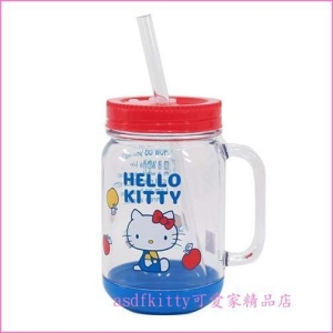 asdfkitty可愛家☆賠錢出清特價KITTY 梅森瓶/梅森杯.有封口片-可當保鮮罐-500ML-日本製