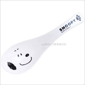 asdfkitty可愛家☆日本金正陶器 史努比白色大臉陶瓷湯匙-604133-日本製