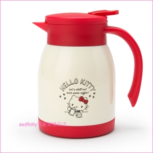 asdfkitty可愛家☆KITTY咖啡不鏽鋼真空保溫保冷水壺/茶壺/熱水瓶-600ML-日本正版商品