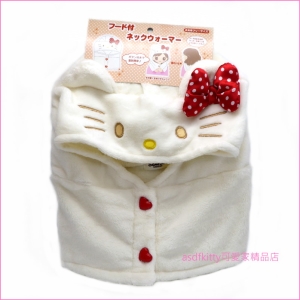 asdfkitty可愛家☆KITTY造型兒童連帽脖圍/保暖圍巾-冬天保暖.可愛加分-日本正版商品